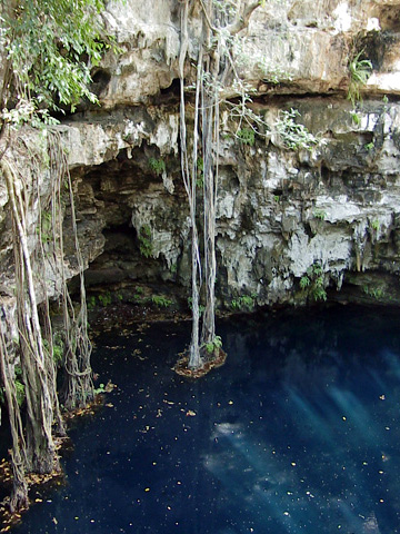 Cenote Lol-Ha, en la zona arqueológica de Yaxunah, en el municipio de Yaxkabá