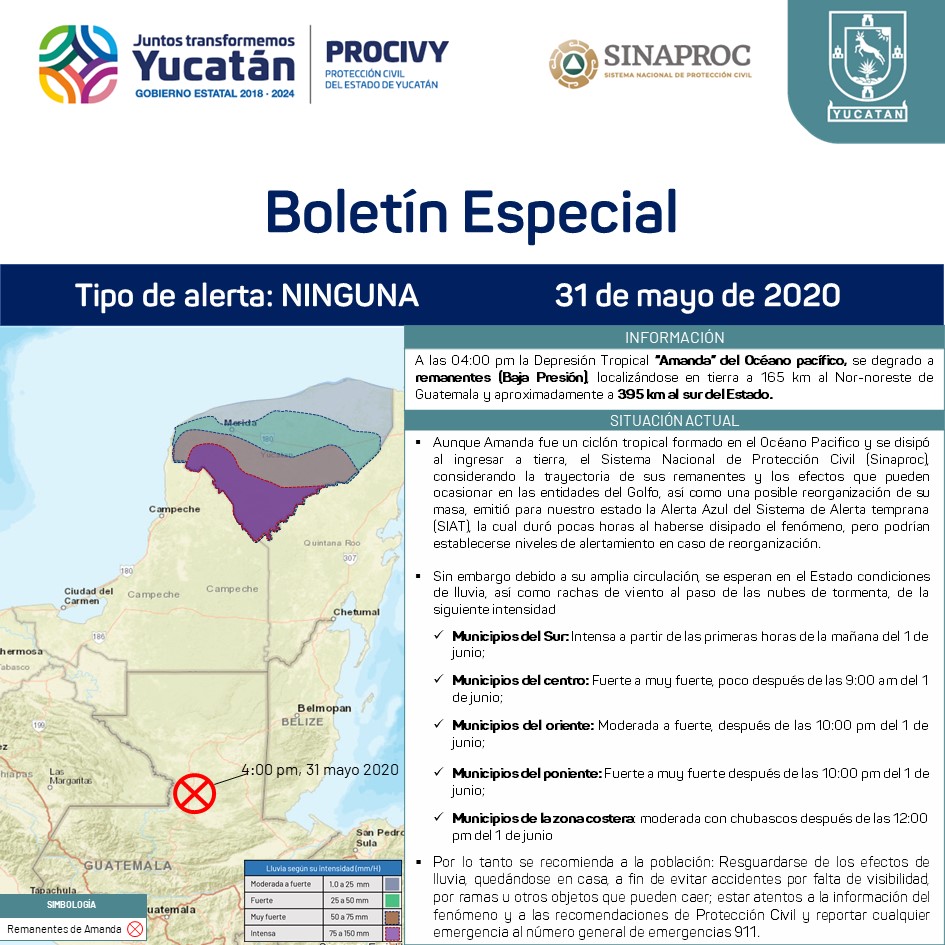 Procivy previene a la ciudadanía ante lluvias fuertes en Yucatán
