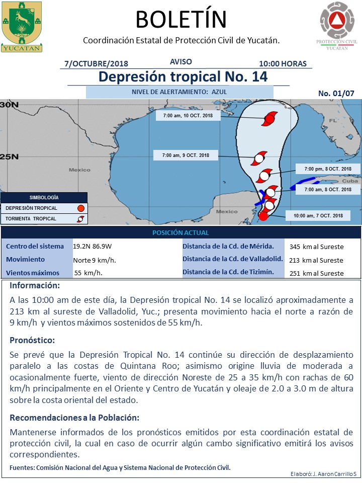 Solo lluvias moderadas a ocasionalmente fuertes para Yucatán