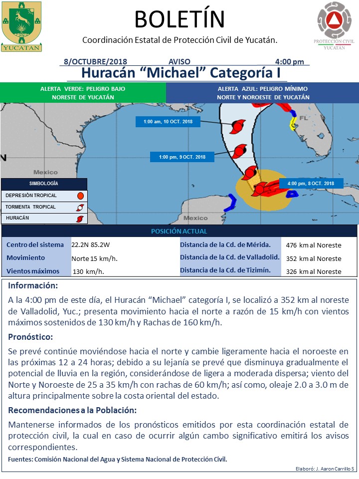 La Alerta Verde sólo es para el noreste de Yucatán. El resto del Estado permanece en Alerta Azul
