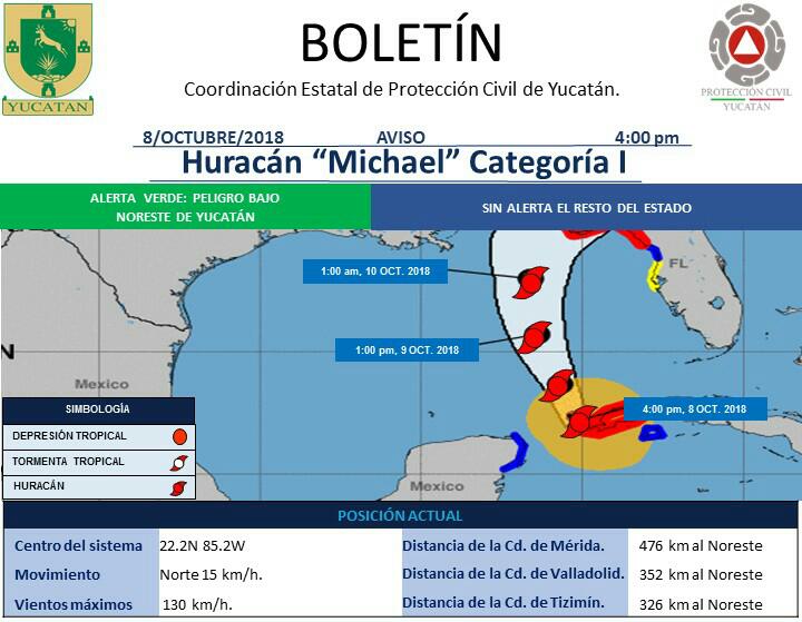 Alerta Verde de alejamiento sólo eñpara el noreste de Yucatán. El resto del Estado sin alerta