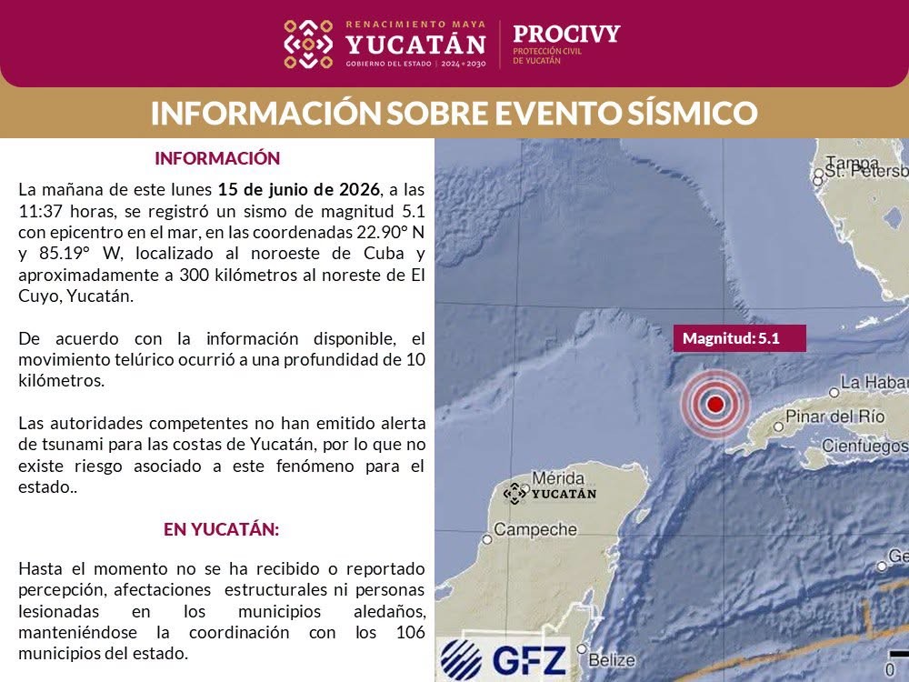 Se registra sismo frente a la costa oeste de Cuba