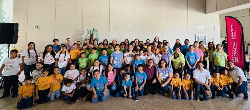 Coros infantiles de Sedeculta llenan Gran Museo del Mundo Maya con el concierto "Dame la mano y cantaremos"