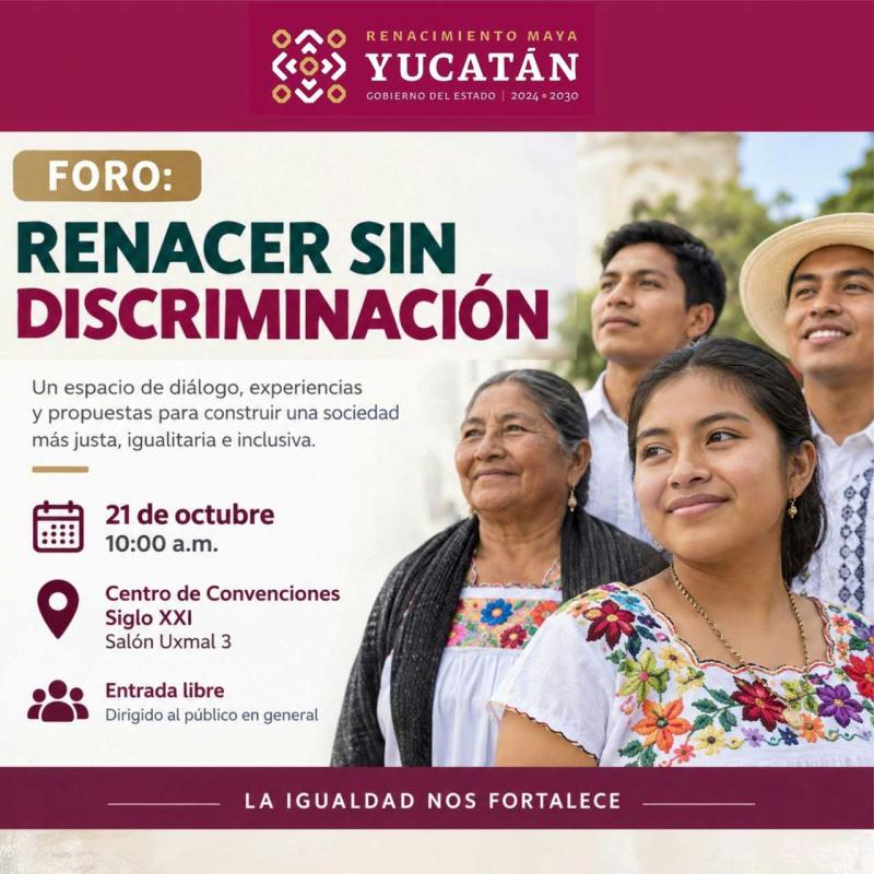 Foro "Renacer sin discriminación" acercará información sobre derechos y servicios en Yucatán