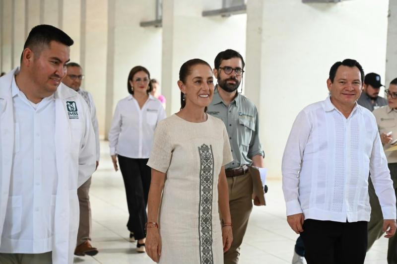 El O’Horán y dos hospitales más ya son IMSS-Bienestar; otros cinco se suman en enero: Sheinbaum y Díaz Mena revisan el avance en Yucatán