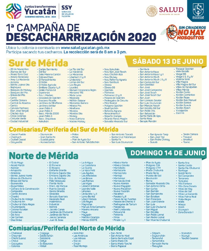 Este fin de semana inicia la campaña de descacharrización en colonias y comisarías de Mérida