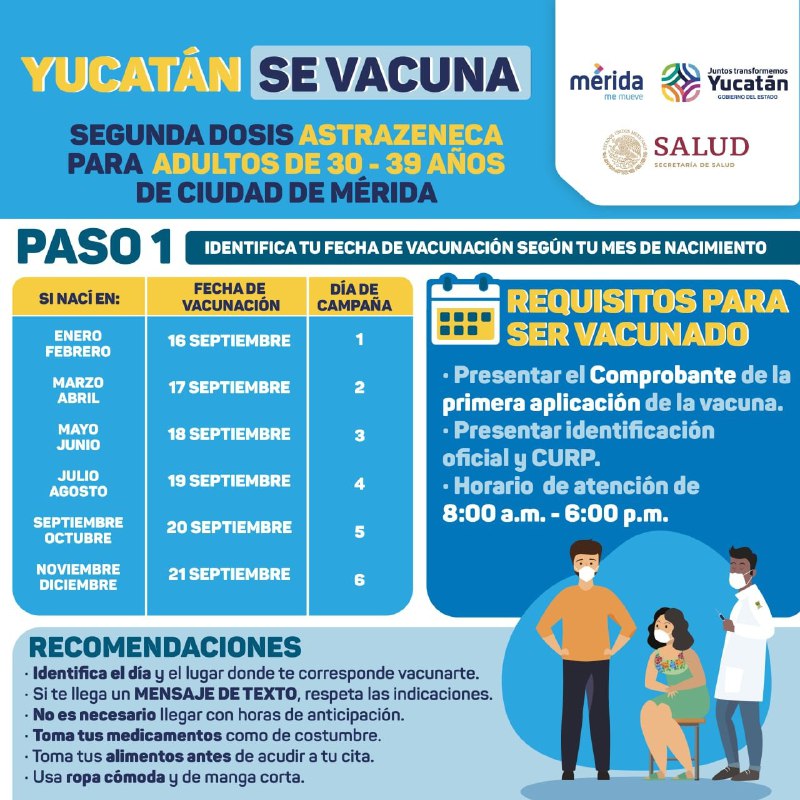 El Gobierno del Estado, el Ayuntamiento de Mérida y la Secretaría de Bienestar informaron que este proceso se realizará en 2 macrocentros y 4 módulos de vacunación distribuidos estratégicamente en la ciudad.