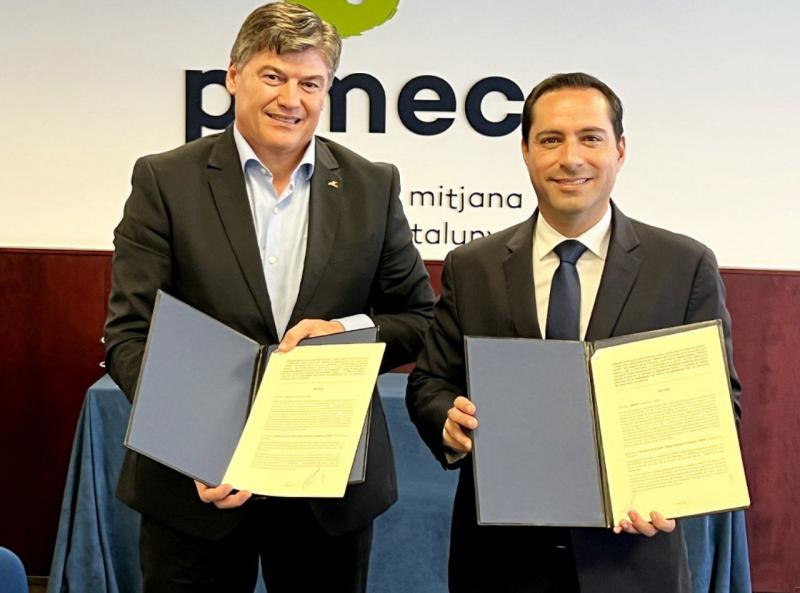 El Gobernador Mauricio Vila Dosal firma convenio con la Confederación Patronal de Micro, Pequeña y Mediana Empresa de Cataluña para atraer más inversiones y generar empleos para los yucatecos