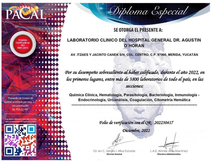 Laboratorio del Hospital "Dr. Agustín O’Horán" recibe Premio a la Excelencia del Programa de Aseguramiento de la Calidad