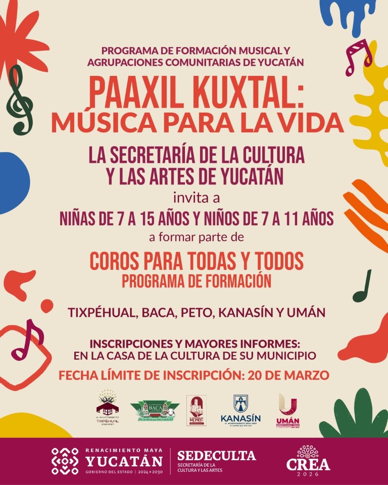 Sedeculta invita a formar parte del programa de coros infantiles Paaxil Kuxtal