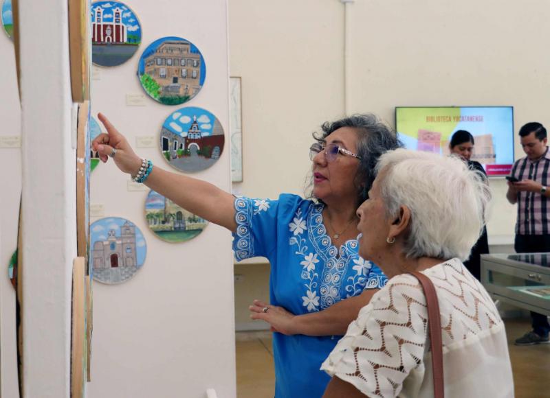 Abre muestra pictórica de estudiantes de Dzidzantún en la Biblioteca Yucatanense