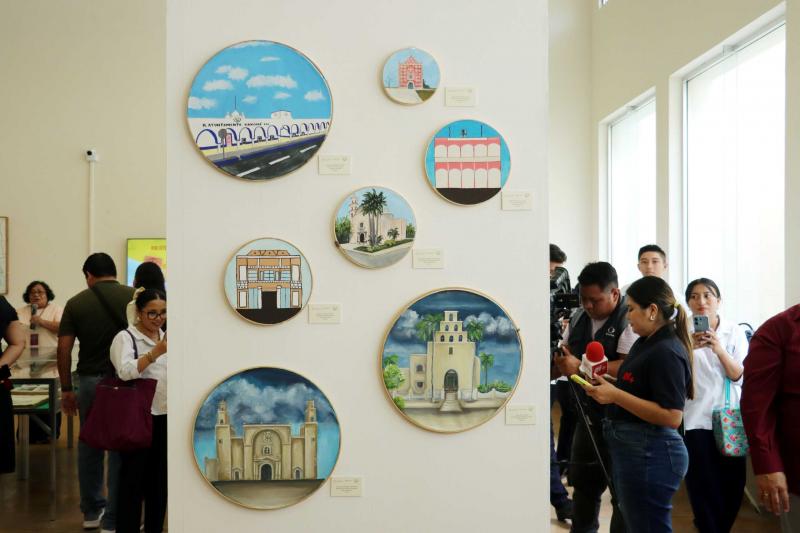 Abre muestra pictórica de estudiantes de Dzidzantún en la Biblioteca Yucatanense