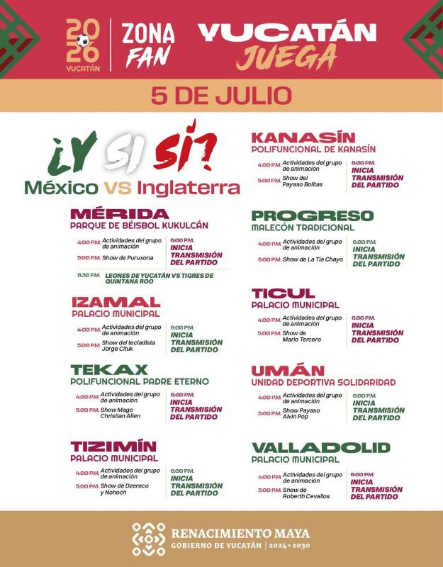 Gobierno del Estado invita a vivir la pasión por la Selección Mexicana en la Zona Fan Yucatán Juega