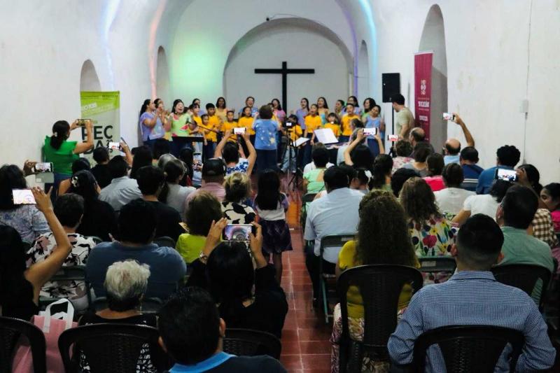 Coros infantiles de Sedeculta llenan Conkal de música durante un recital de la Temporada Pecda