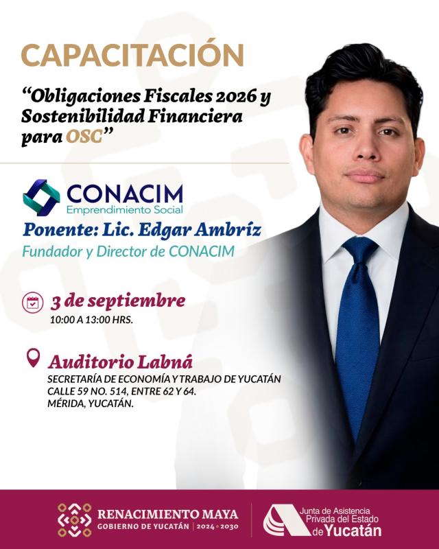 Japey ofrecerá capacitación fiscal gratuita a organizaciones civiles de Yucatán