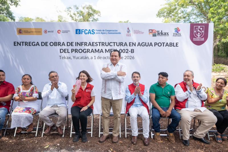 Cumple Renacimiento Maya con obras de agua potable y saneamiento en Tekax