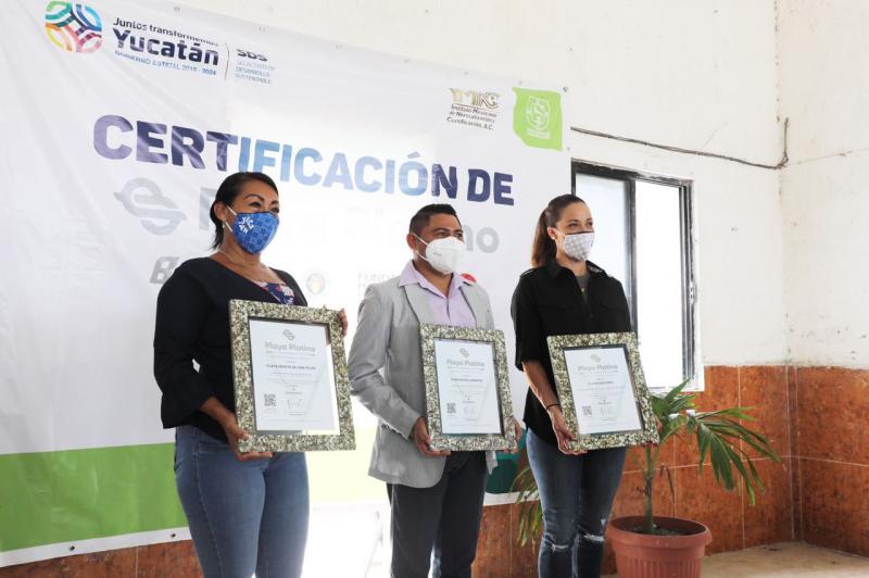 El Cuyo en Tizimín, Sisal en Hunucmá, Las Coloradas "Cancunito" y Rio Lagartos, en el municipio del mismo nombre, San Felipe, Celestún y Telchac Puerto, recibieron estos certificados.