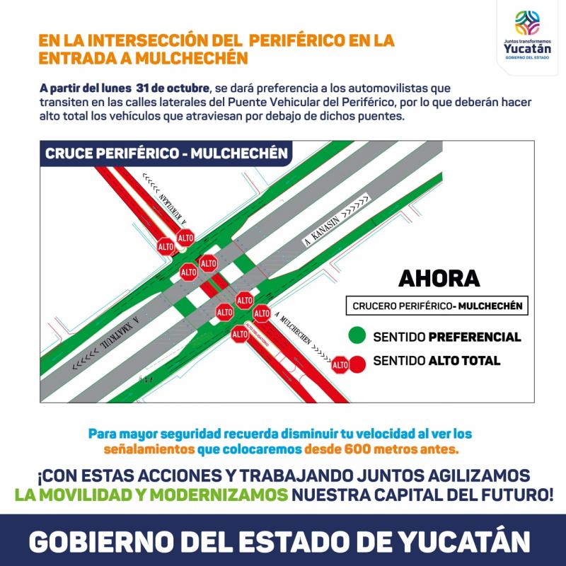 Este viernes arrancará el cambio de vialidad en el Periférico de Mérida con la calle 42 Sur