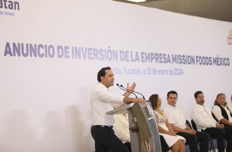 Anuncia el Gobernador Mauricio Vila Dosal nueva inversión de la empresa Mission Food, que generará empleos mejor pagados en el interior del estado