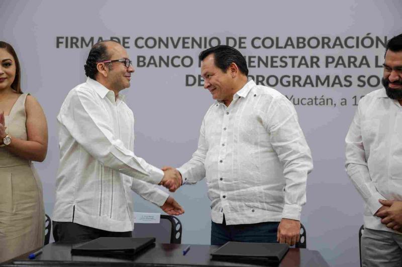 Yucatán firma convenio de colaboración con el Banco del Bienestar para garantizar entrega directa de apoyos sociales