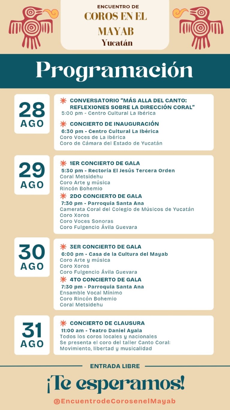 Encuentro de Coros en el Mayab reunirá en Yucatán voces de todo México